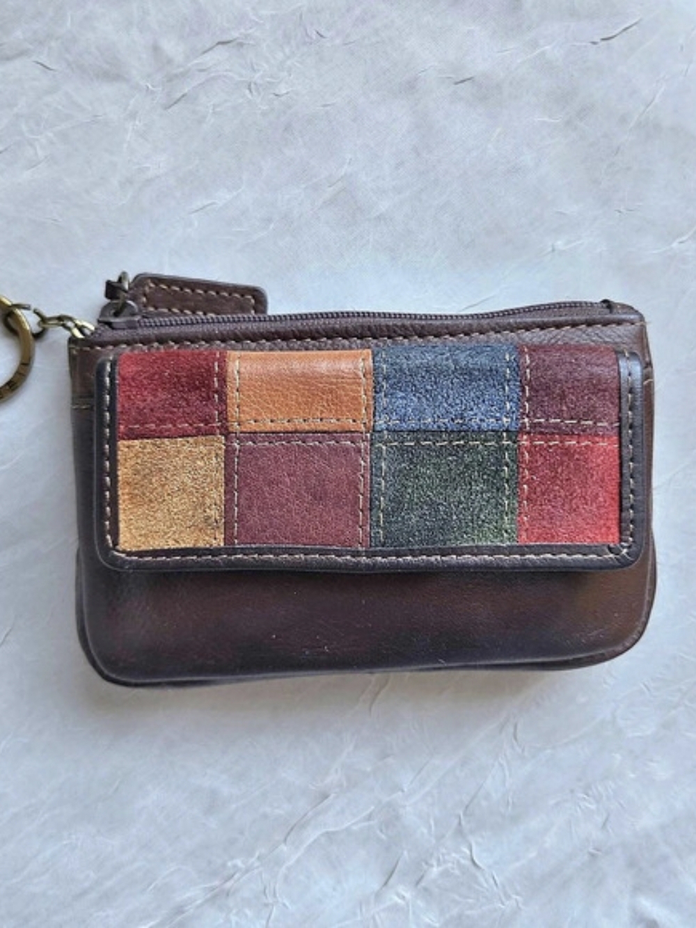 Vintage Fossil Patchwork Leather Mini Wallet/Coin Purse